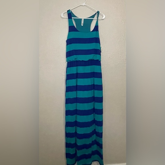 Pink Owl Blue and Teal Striped Dress - Picture 1 of 1